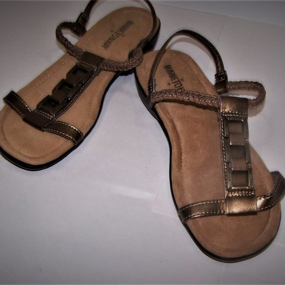 Minnitonka Bronze Leather Upper Sandals Size 6 - Picture 5 of 6